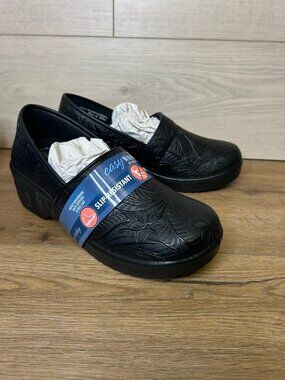 Easy Works by Easy Street Lyndee Black Faux Leather Clogs Shoes 8M